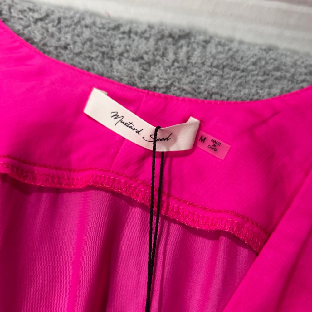 Mustard Seed Peplum Blouse Medium Hot Pink Barbiecore Boho Summer Chic - Picture 4 of 7
